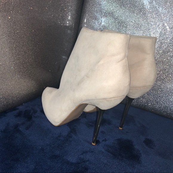 Cream Ankle Booties with Gold Heel - Picture 2 of 11